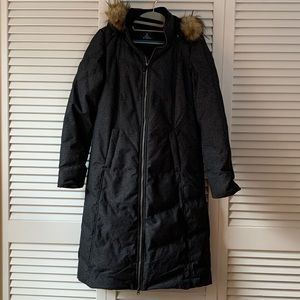 Stunning New Without Tag -  Prana long down coat. Charcoal. Warm and stylish!